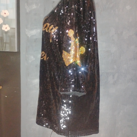 Fashion Nova Sequin Dress - Black and Gold - Picture 5 of 7